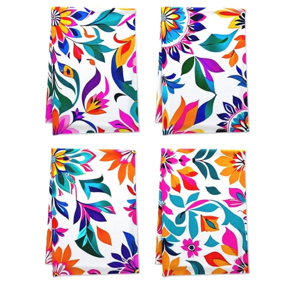 Ethnic Boho Bath TowelTowel Set, Colorful Mandala Hand Towel 4Pcs 16x24, Ethnic Design Pattern Fall Bathroom Decor Deco for Washroom House Dressing Room Bath Outdoor (Microfiber)