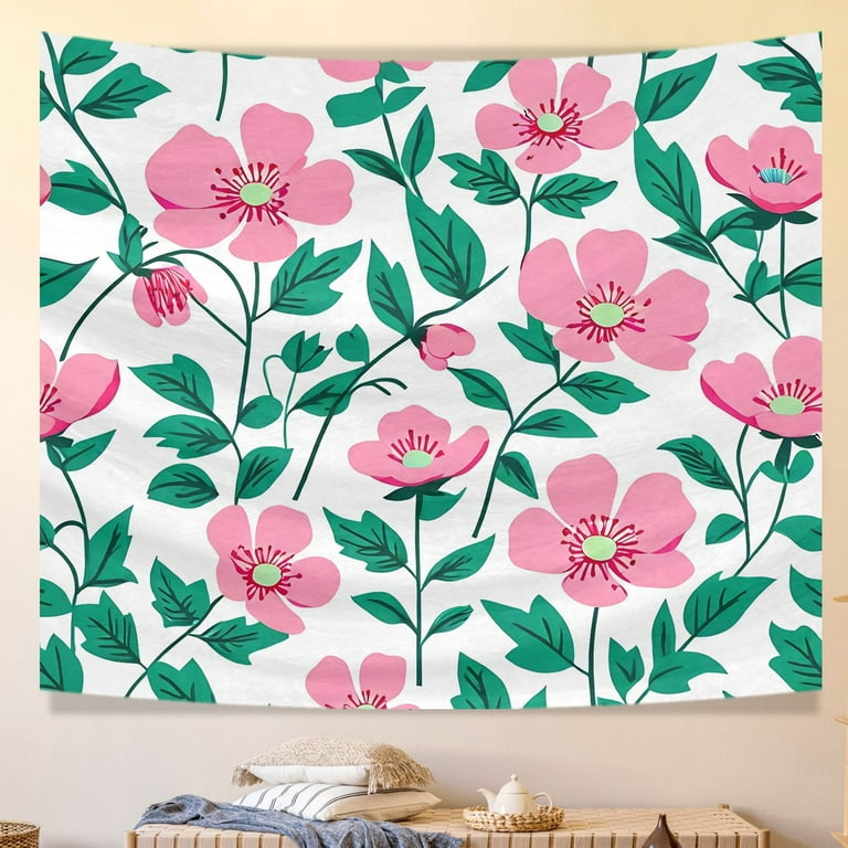 Ethnic Boho Floral Decorative Dorm Tapestry for Bedroom Living Room Dorm College Home Deco 51x59in Washable Scandinavian Pink Cute Retro Boho Tapestries Durable Tapestry Aesthetic Walmart