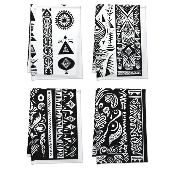 Ethnic Boho Hand Towels Simple Shapes Geometrical Shapes Handy Dish Towels Aztec Tribal Mexican Pattern Dish Towels for Table Powder Room Dressing Room Pack Of 4 16 X 24Inches