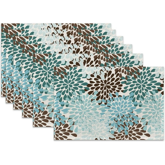 Ethnic Boho Linen Placemats Set of 6,12x18 Inch Vintage Bohemian Washable Table Mats Heat Resistant Place Mats for Home Party Kitchen Dining Decoration