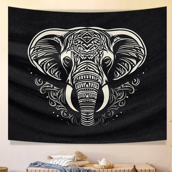 Ethnic Boho Office Tapestry Hearts Plants Doodle Flowers Washable Wall Hanging Tapestry Modern Vintage Bohemia Tapestry Curtain for House Home Office Dorm College Deco (51x59in)