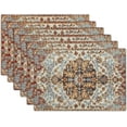 thumbnail image 1 of Ethnic Boho Placemats Set of 6 Southwest Brown Blue Carpet Woven Texture Linen Washable Kitchen Dining Table Mats Stain Heat-Resistant Desktop Decor Place Mats for Home Party Indoor 12x18 in, 1 of 6