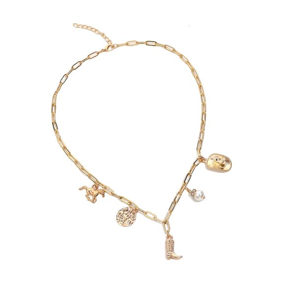 Ethnic Charm Necklace Accessory With Cowboy Hat And Boot For Casual Occasions