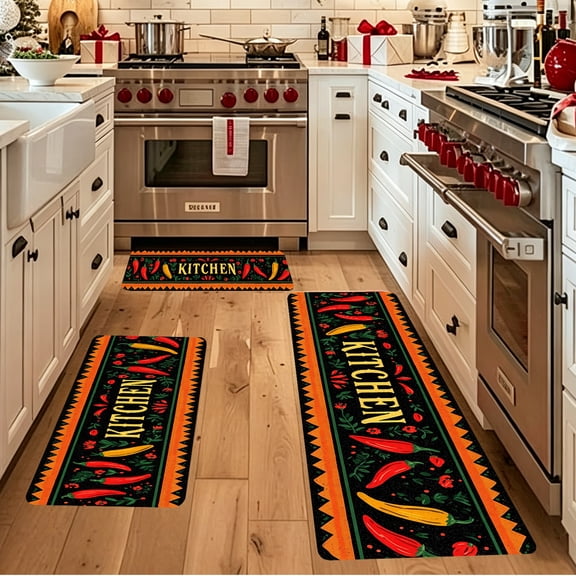 Ethnic Chili Personalized Household KITCHEN Sponge Floor Mat, Durable Easy Care Rug, Multi-Room Indoor Decor, Christmas Present