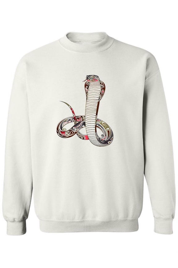 Ethnic Cobra Snake Sweatshirt Women - Women Sweatshirt, White, Medium