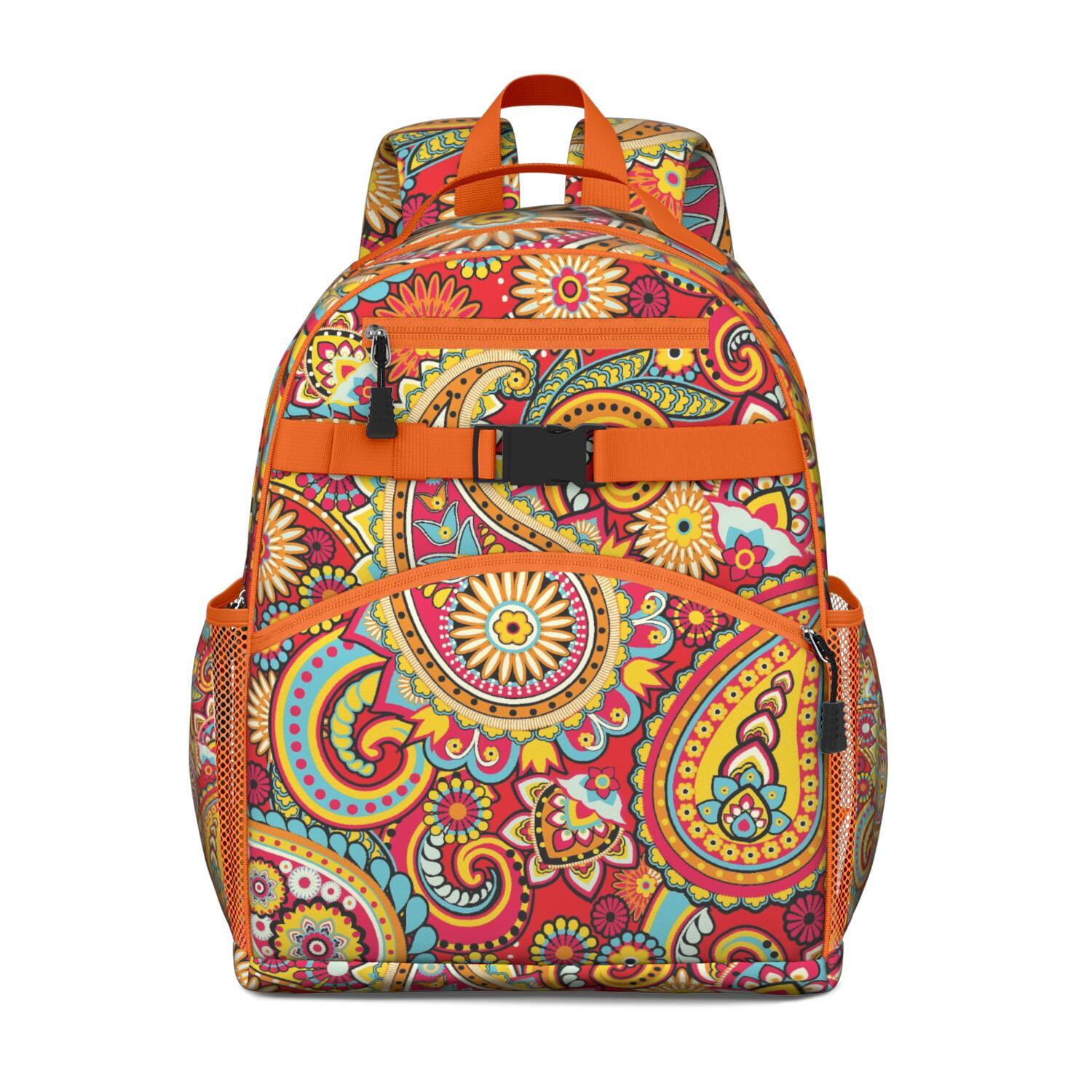 Ethnic Colorful Art Paisley Design Student Backpack  display picture 3
