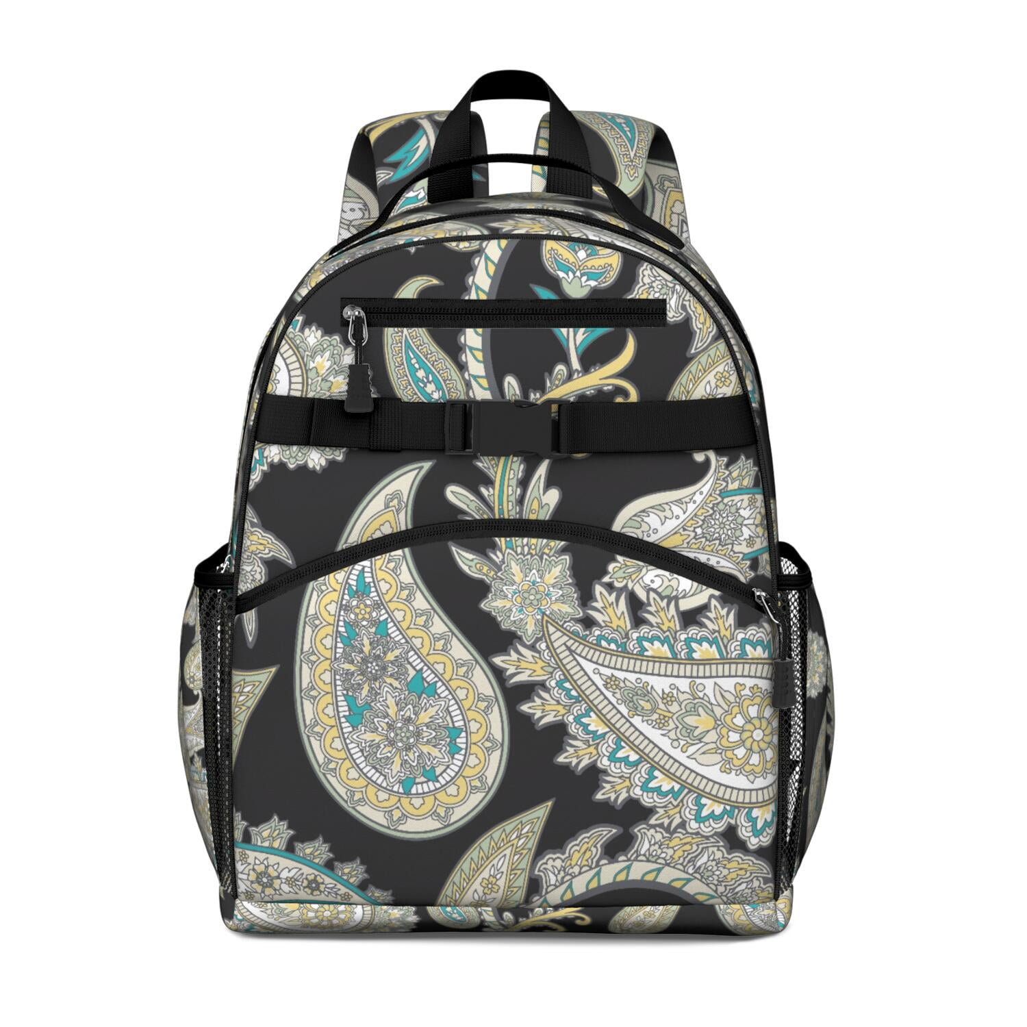 Ethnic Colorful Art Paisley Design Student Backpack Adjustable Shoulder ...