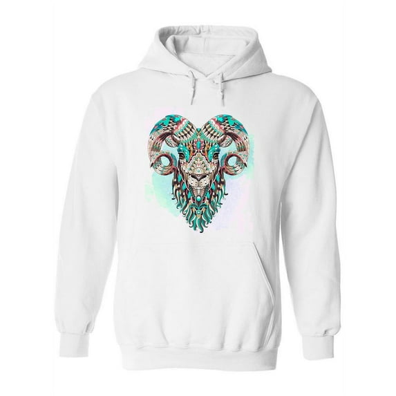 Ethnic Colorful Goat Head Hoodie Women -Image by Shutterstock, Female Medium