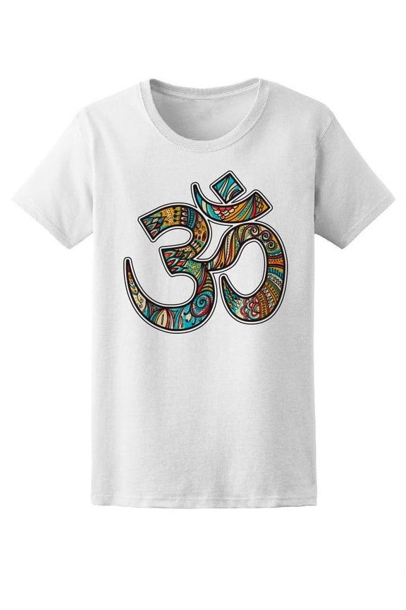 Ethnic Colorful Om Symbol T-Shirt Women -Image by Shutterstock, Female Medium