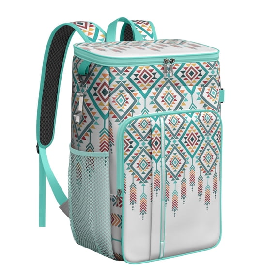 Ethnic Cooler Backpack - 20L Insulated Leakproof Lunch Bag, Retro Style for Outdoor Adventures