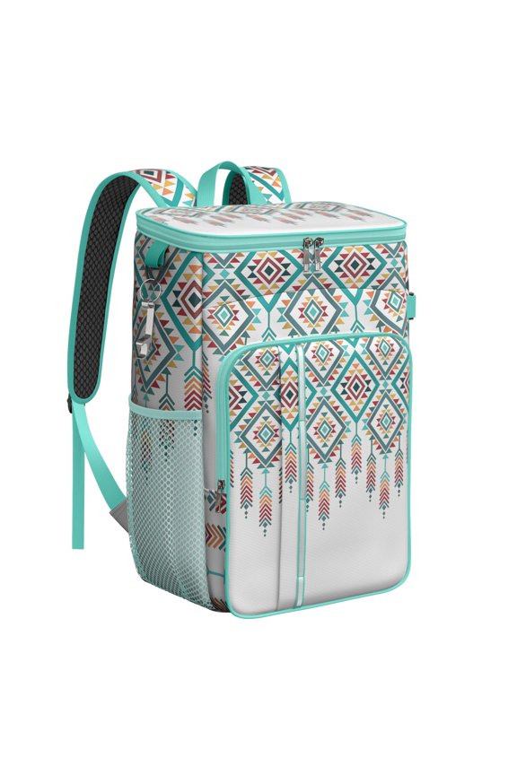 Ethnic Cooler Backpack - 20L Insulated Leakproof Lunch Bag, Retro Style for Outdoor Adventures
