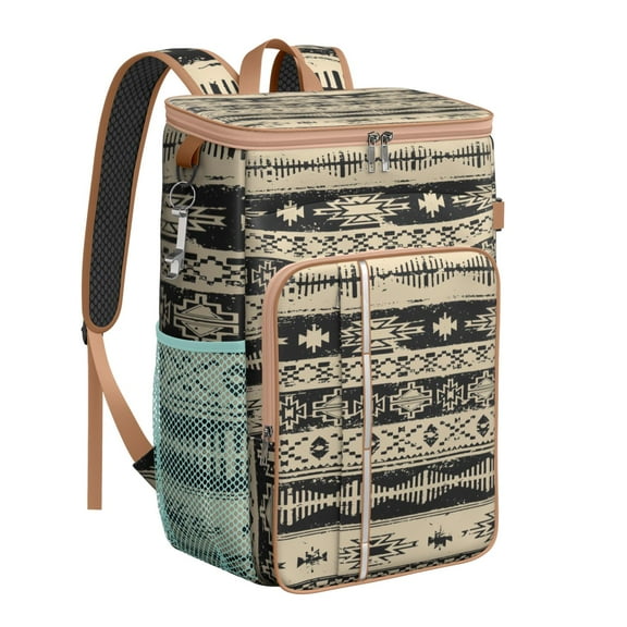 Ethnic Cooler Backpack - 20L Insulated Leakproof Lunch Bag, Retro Style for Outdoor Adventures