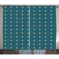 thumbnail image 1 of Ethnic Curtains 2 Panels Set, Moroccan Stars Pattern with Geometric Shapes Bohemian Folklore Motifs, Window Drapes for Living Room Bedroom, 108W X 63L Inches, Off White Blue Dark Taupe, by Ambesonne, 1 of 3