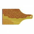 thumbnail image 1 of Ethnic Cutting Board, Abstract Floral Ornamental Framework Detail Grunge Background Traditional Design, Tempered Glass Cutting and Serving Board, Wine Bottle Shape, Red Yellow, by Ambesonne, 1 of 1