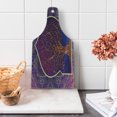 thumbnail image 1 of Ethnic Cutting Board, Tree with Curved Leafless Branches Middle Eastern Moroccan Arch Retro Art Design, Tempered Glass Cutting and Serving Board, Wine Bottle Shape, Purple Blue, by Ambesonne, 1 of 1