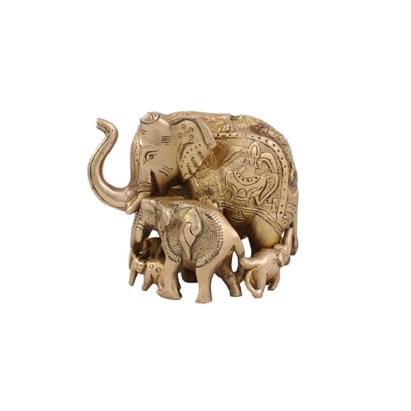 Arihant Craft Ethnic Decor Elephant Statue Sculpture Showpiece Hand Work  10 cm (Brass, Gold)