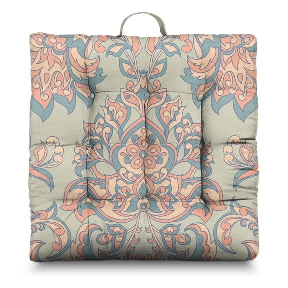 Ethnic Decorative Meditation Pillow - Extra-Thick 4.7" Floor Seating with Exotic Chic Pattern, 9-Point Stitching for Durability