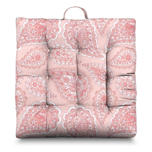 Ethnic Decorative Meditation Pillow - Extra-Thick 4.7" Floor Seating with Exotic Chic Pattern, 9-Point Stitching for Durability