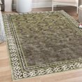 thumbnail image 1 of Ethnic Decorative Rug, Vintage Damask Grid of Medieval Style Cells and Swirling Folk Detailed Frame, Quality Carpet for Bedroom Dorm and Living Room, 6 Sizes, Avocado Green, by Ambesonne, 1 of 4