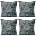 thumbnail image 1 of Ethnic Design Boho Decorative Linen Blue Carpet Pattern Throw Pillow Covers 18 X 18 Inch, Set Of 4, Linen Study Sofa Cushion Cover Indoor Living Room Home Decor, 1 of 6