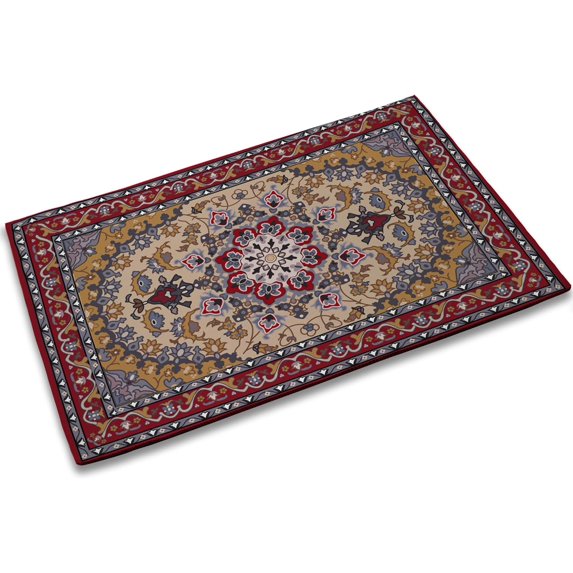 Ethnic Door Mat, 17 x 30 Inch Persian Tribal Texture Welcome Doormat Decorative Home Floor Mat, Non Slip Rubber Back and Strong Water Absorption for Outdoor Indoor Entrance Decor