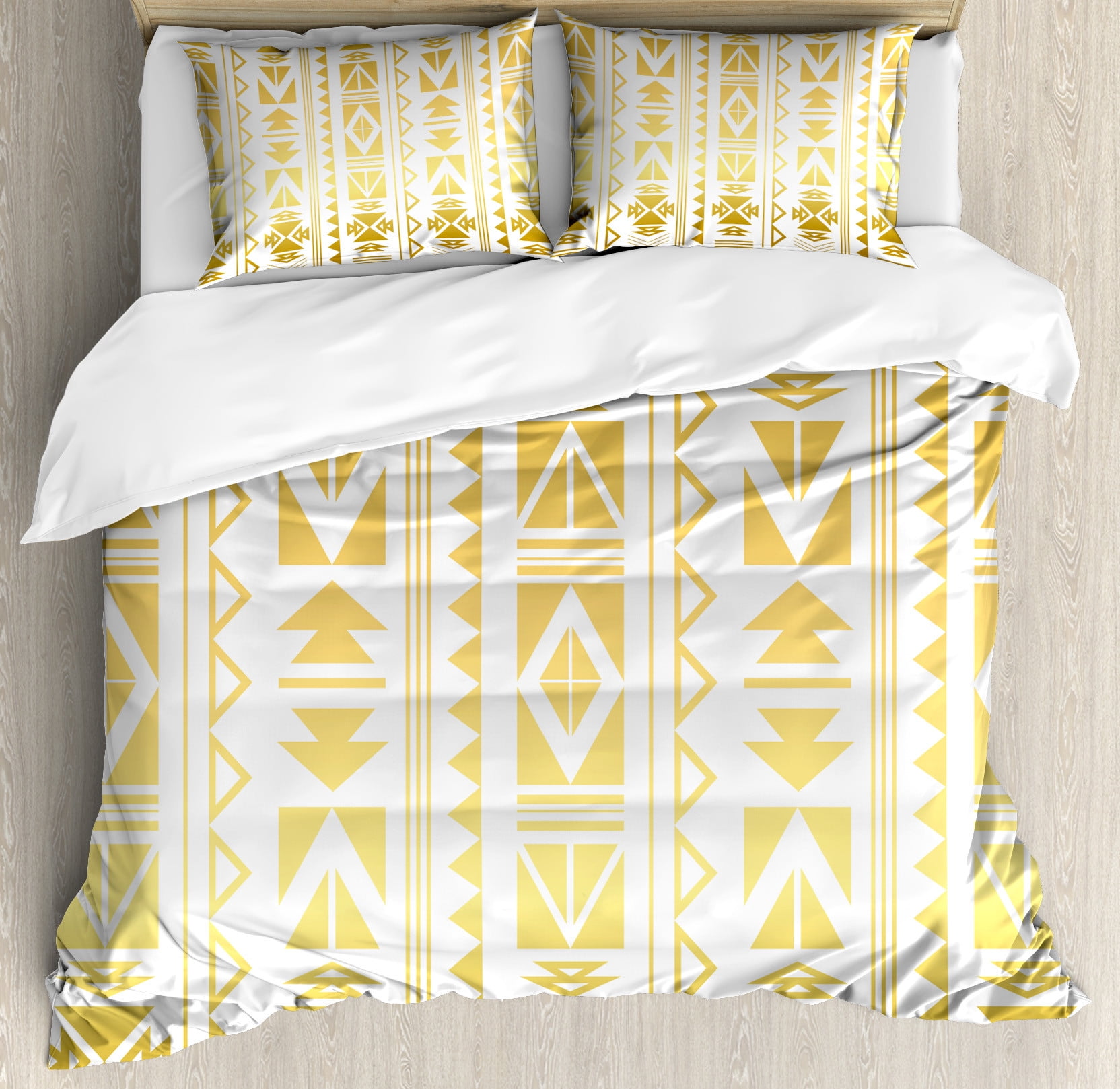 Ethnic Duvet Cover Set, Abstract Borders from Prehistoric Cultures with