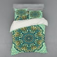 thumbnail image 1 of Ethnic Duvet Cover Set, Abstract Flower Arrangement Mandala Style Nature Elements Vibrant, Bedding Set with Shams and Fitted Sheet, 3 Sizes, by Ambesonne, 1 of 3