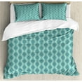 thumbnail image 1 of Ethnic Duvet Cover Set, Abstract Geometric Inspired Modernized Continuous Pattern, Decorative 3 Piece Bedding Set with 2 Pillow Shams, Calking Size, Almond Green Cadet Blue, by Ambesonne, 1 of 3