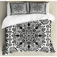 thumbnail image 1 of Ambesonne Ethnic Duvet Cover Set, Lace Paisley Black Art, Queen, Charcoal Grey White, 1 of 3