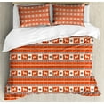 thumbnail image 1 of Ethnic Duvet Cover Set, South American Traditional Ornaments with Llama and Folk Motifs, Decorative 3 Piece Bedding Set with 2 Pillow Shams, King Size, Burnt Sienna Brown, by Ambesonne, 1 of 3
