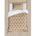 thumbnail image 1 of Ethnic Duvet Cover Set Twin Size, Thai Mosaic Art Culture Stylized Abstract Lines Dots Pattern Folk Asian Design, Decorative 2 Piece Bedding Set with 1 Pillow Sham, Redwood White, by Ambesonne, 1 of 3