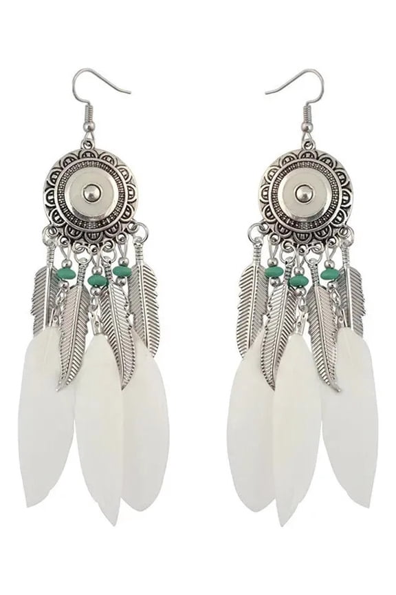 Ethnic Eearrings Long Feather Earrings, Retro Handmade Leaf