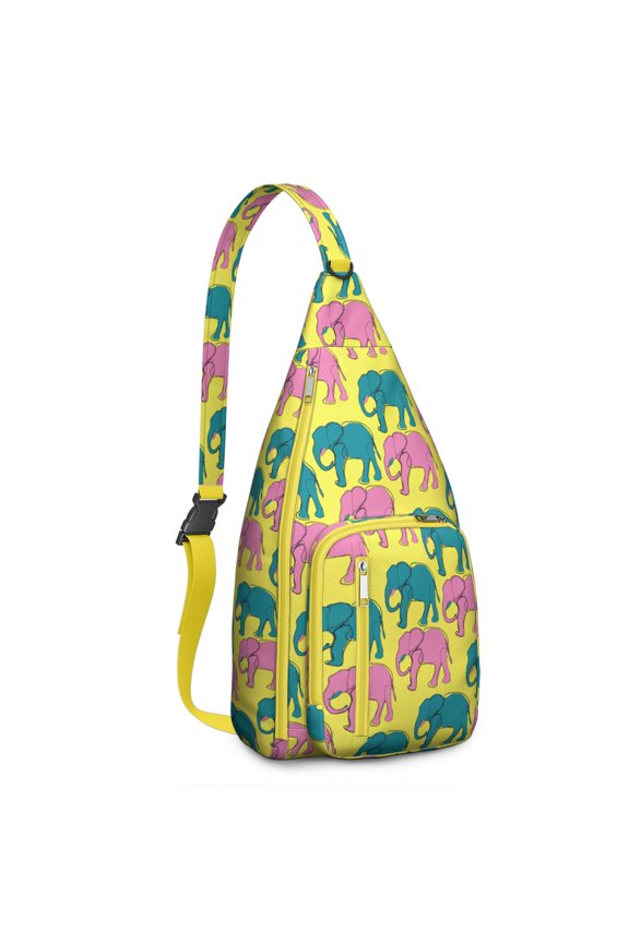 Ethnic Elephant Print Crossbody Bag - Artistic Bohemian Pattern Sling Pack (Water-Resistant & Tear-Resistant, Comfortable Strap)