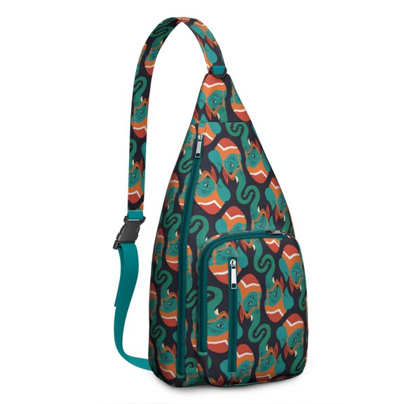 Ethnic Elephant Sling Backpack - Retro Mandala & Paisley Design, Fashionable Shoulder Bag for Travel Enthusiasts & Outdoor Lovers