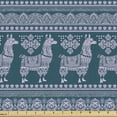 thumbnail image 1 of Ethnic Fabric by the Yard, Alpaca Llama South American Ornaments Animal Art Pattern, Upholstery Fabric for Dining Chairs Home Decor Accents, Dark Teal Pastel Purple by Ambesonne, 1 of 5