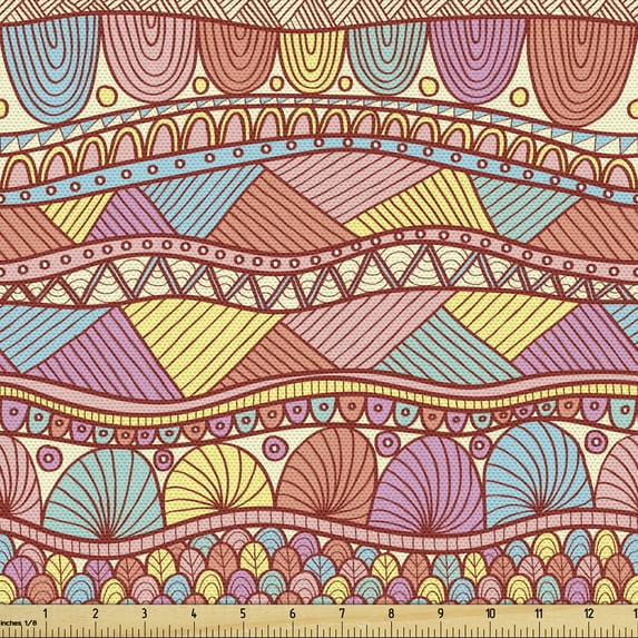 Ambesonne East Fabric by the Yard Upholstery, Colorful Art, 1 Yard, Multicolor