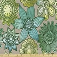thumbnail image 1 of Ambesonne Ethnic Fabric by the Yard Upholstery, Oriental Style Flower Petals, 10 Yards, Turquoise Beige Green, 1 of 5