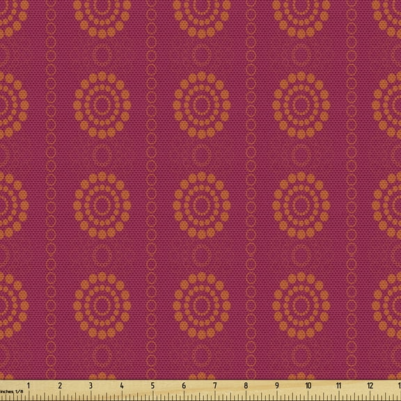 Ambesonne Eastern Fabric by the Yard Upholstery, Sun Inspired Ethnic, 10 Yards, Scarlet and Maroon