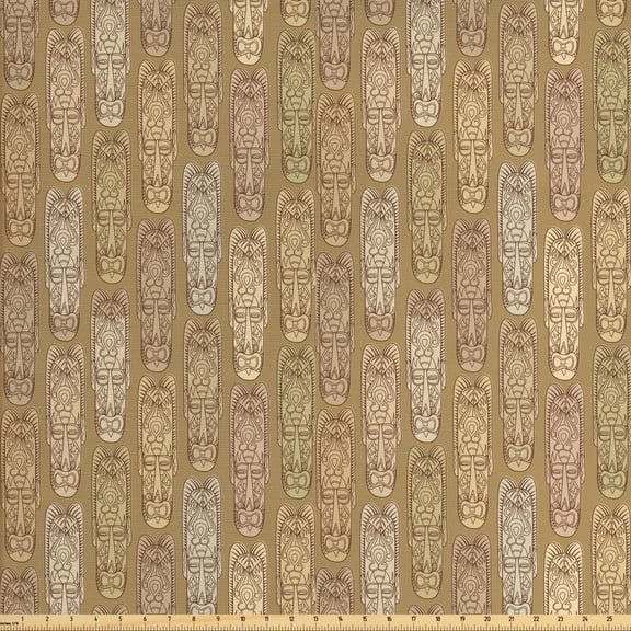 Ethnic Fabric by the Yard, Oriental Aboriginal or Structures, Decorative Upholstery Fabric for Sofas and Home Accents, 5 Yards, Camel Multicolor by Ambesonne