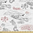 thumbnail image 1 of Ambesonne Chinese Fabric by the Yard Upholstery, Wall of China, 2 Yards, Dark Grey Red, 1 of 4