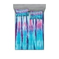 thumbnail image 1 of Ethnic Fitted Sheet & Pillow Sham Set, Close up of Vertical Gradient Tie Dye Effect Hippie Alter Life Retro Art Print, Decorative Printed 6 Piece Bedding Decor Set, Calking, Blue Pink, by Ambesonne, 1 of 3