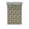 thumbnail image 1 of Ethnic Fitted Sheet & Pillow Sham Set, Damask Inspired Skull Pattern With Floral Ornaments on Cream Tone Back, Decorative Printed 3 Piece Bedding Decor, Calking, Beige and Charcoal Grey, by Ambesonne, 1 of 2