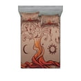 thumbnail image 1 of Ethnic Fitted Sheet & Pillow Sham Set, Vintage Tree of Life Sun and Moon Elf on Branches Enchanted, Decorative Printed 6 Piece Bedding Decor Set, King, Orange Mauve Taupe, by Ambesonne, 1 of 3