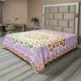 thumbnail image 1 of Ambesonne Ethnic Flat Sheet, Floral Petal Form Nature, California King, Lilac and Mint, 1 of 1