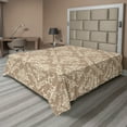 thumbnail image 1 of Ambesonne Ethnic Flat Bedding Sheet Soft Top Sheet, Oriental Atmosphere Damask, King, Warm Taupe Eggshell, 1 of 1