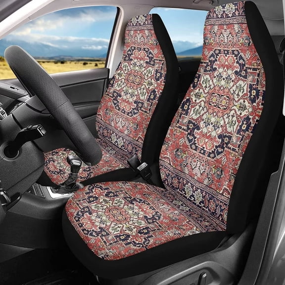 Ethnic Floral Front Car Seat Covers 2pc Retro Persian Automotive Seat Covers Car Accessories Bucket Car Seat Protector Cover 2 Piece
