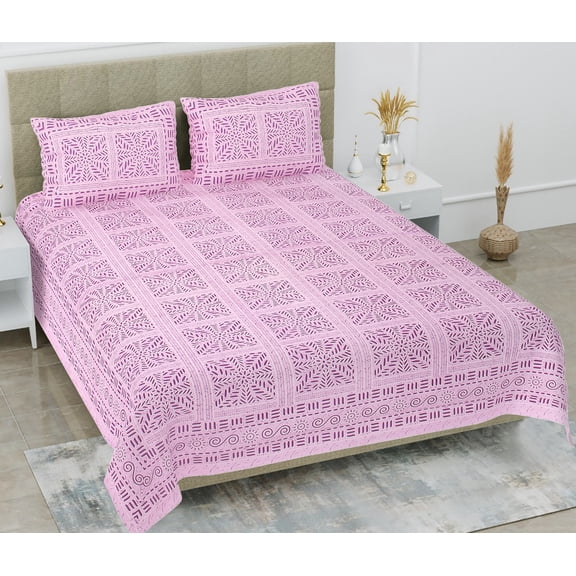 Ethnic Floral Indian Cotton Bedspread Queen Size Bedding Set with Pillow Shams(ACSHCVL_1004_PK)