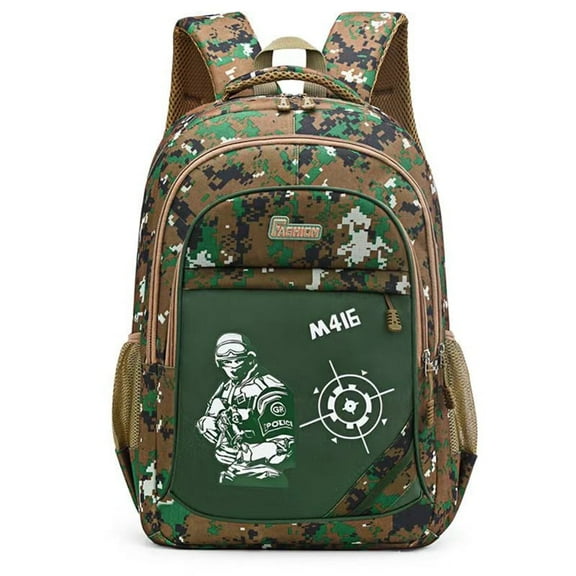 18 In Waterproof Camouflage Backpack,Camo Tactical Boys Girls Bookbag For Hiking Climbing Camping Outdoor Travel