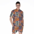 thumbnail image 1 of Ethnic Floral Patchwork Pattern Short Sleeve Men'S Rompers, Ethnic Casual Summer Jumpsuits Outfit, 1 of 4
