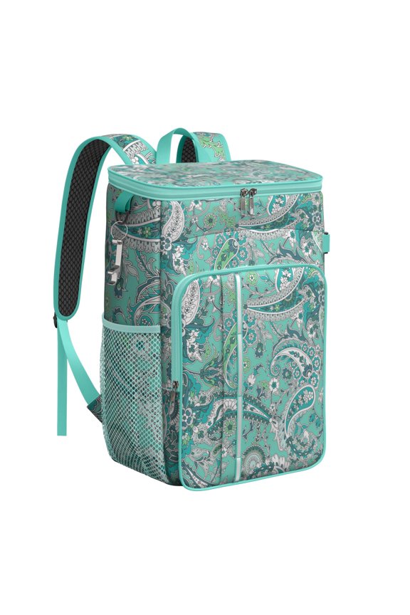Ethnic Floral Pattern Insulated Backpack Cooler - 20L High-Capacity Leakproof Lunch Backpack, Keeps Cold/Hot for 20 Hours, Lightweight for Travel, Retro Bohemian Style